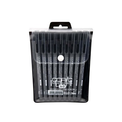 Copic Markers 9-Piece Multiliner Inking Pen Set B-2, Black 9 Pens,