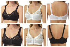 B4 Marlon Front & Back Fastening Lace Non Wired Full Cup Bra UK Sizes 34-48 B-DD