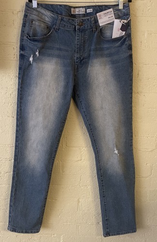 MBX Jeans Fairfax Slim Fit Uomo 34x30 Pantalone Elasticizzato Sbiadito Gamba Dritta Nuovo con etichette