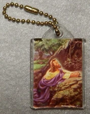 2" Plastic Keychain / Luggage Tag with Jesus Praying in Gethsemane picture - New