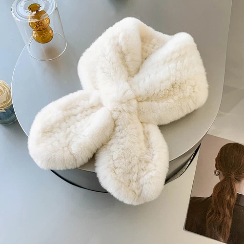 Mujeres Invierno Genuino Rex Piel de Conejo Bufanda Tejida Bufandas Cuello Calentador Envolturas - Imagen 22 de 24