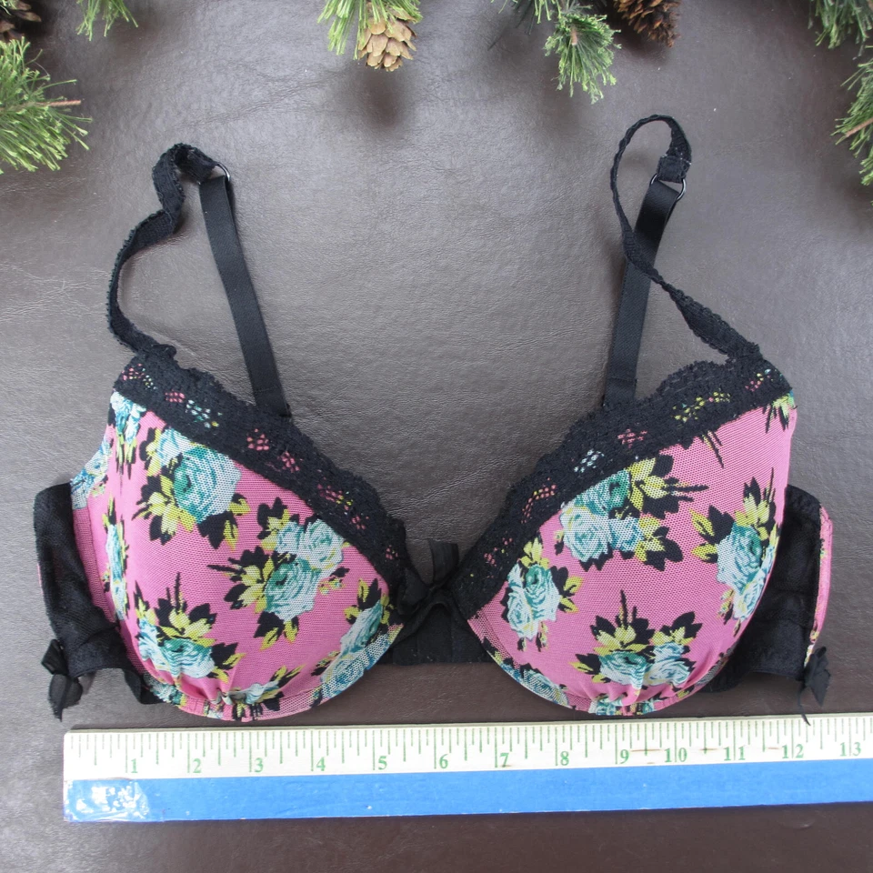 Sujetador Betsey Johnson 36C Rosa Encaje Acolchado Con Aros Cierre Ajustable Espalda *Nota Foto 2 de 4