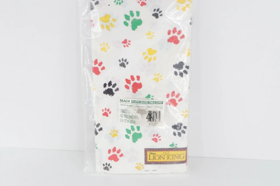 NOS Vtg 90s Disney The Lion King Paw Print Childs Party Tablecloth Cover 54"x88" - Image 4 of 4