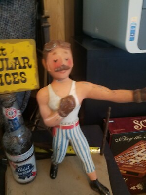 Vintage Pabst Blue Ribbon Display Metal Boxing Ring w/ Boxer