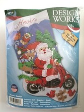Design Works Christmas Stocking Kit SCOOTER SANTA 5239 Reindeer Bear Tree Sealed