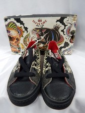 Nos DRAVEN TOKYO HIRO TATAKAI Asian Tattoo Leather Low Top Sneakers Shoes 4.5