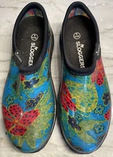 Sloggers Sz 6 Blue Floral Print Rain Shoes Waterproof Gardening Clogs