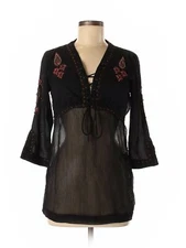 Mixit Women Black 3/4 Sleeve Blouse S