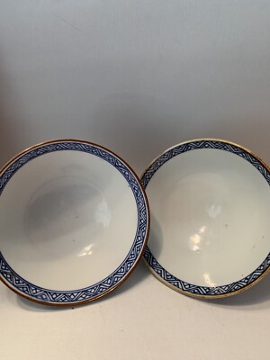 Vintage Japanese Rice Bowl Set of 2 Porcelain Blue & White | eBay