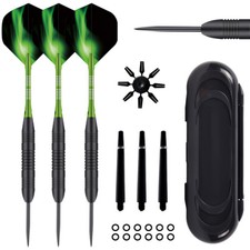 3Pcs Green 23g Professional Tip Darts Flights Toys Tungsten Steel Needles W/Case