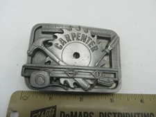 Vintage 1994 C J Carpenter Wood Worker Tools Job Career Belt Buckle - USA