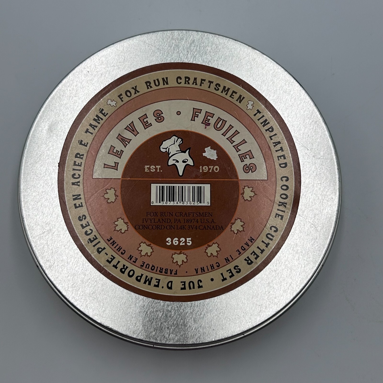 Vintage Fox Run Craftsman Cookie Cutters Set of 7 Leaves Tin Plated