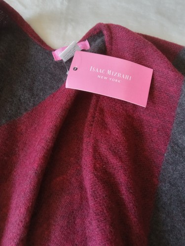 NWT Issac Mizrahi Women's Poncho, Red & Gray, One Size - Picture 3 of 8