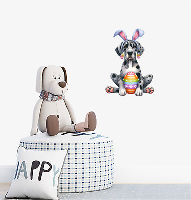 Wandbild Ostern Hund Ei Schlafzimmer Kinderzimmer bunt Van Vinyl Aufkleber Abziehbilder a9468
