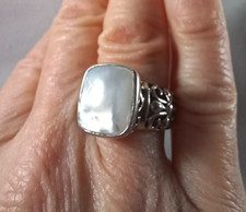 JeGem SS 925 Sterling Silver White Mother of Pearl Ring Sz 7 3/4