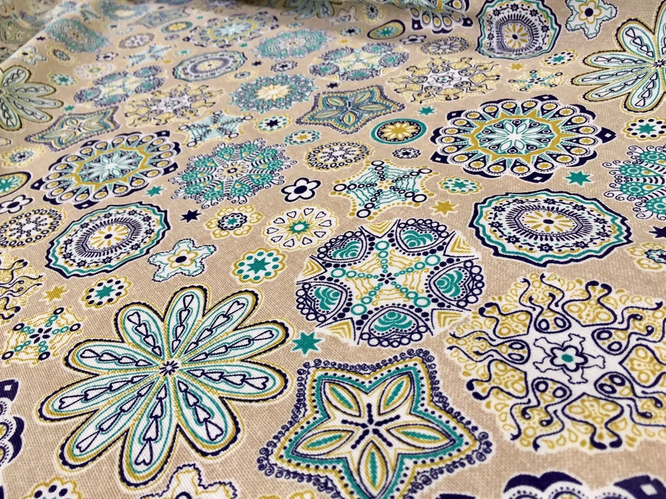 Material de la cortina de tela con estampado de estrellas mandala flor Acuari... - Imagen 2 de 4