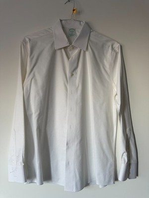 Brooks Brothers Slim Dress Shirt Mens 16-34 White Regent Fit Button Up