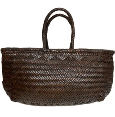 Dragon Diffusion Leather Mesh Totebag Handbag Brown Excellent