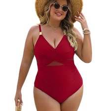 NWT Viral Tummy Control Blooming Jelly Red One Piece Swimsuit Mesh Ruched XXL