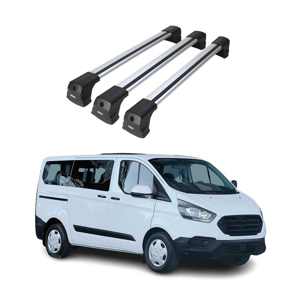 DachträGer FüR Ford Transit Custom / Tourneo Custom 2013-2022 75Kg Silber 3 Tlg-image