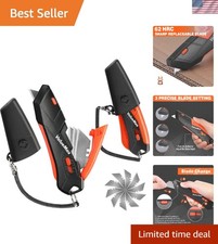 2-Pack Box Cutter Knife, Self-Retracting 3-Position Locking Blade, Safety She...