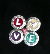 Vintage Valentine's Day LOVE Heart Pin Brooch Enamel Rhinestones Signed AJMC