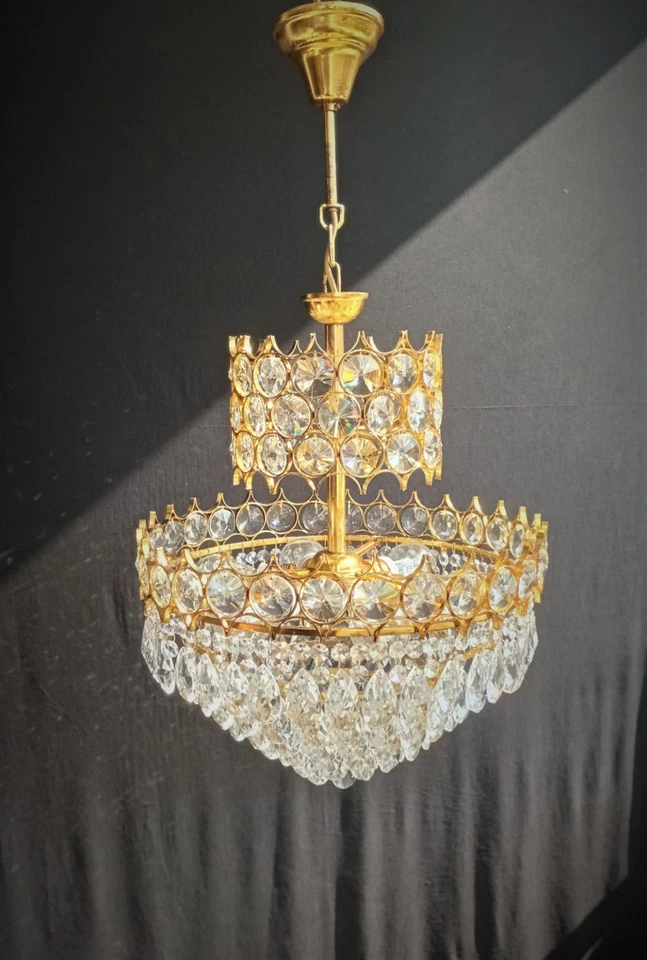 Lámpara de araña de cristal vintage cesta lámpara de techo iluminación decoración del hogar Foto 2 de 4