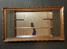 Vtg Turner Wall Mirror Wood Framed Shadow Box Mid Century Modern Curio Shelves