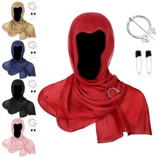 Adults Cloak Faux Pearl Chiffon Shawl Scarf Elegant Cape Headscarf Soft Trendy