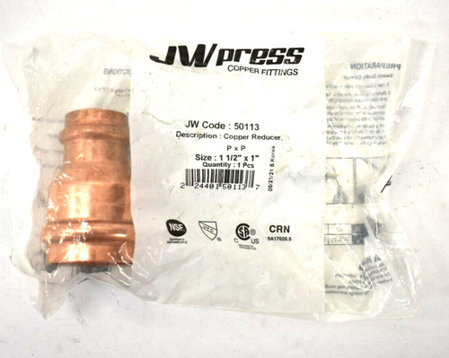 JW Press Copper Reducer Coupling 1-1/2" x 1" 50113 P x P Fitting Adapter Tool