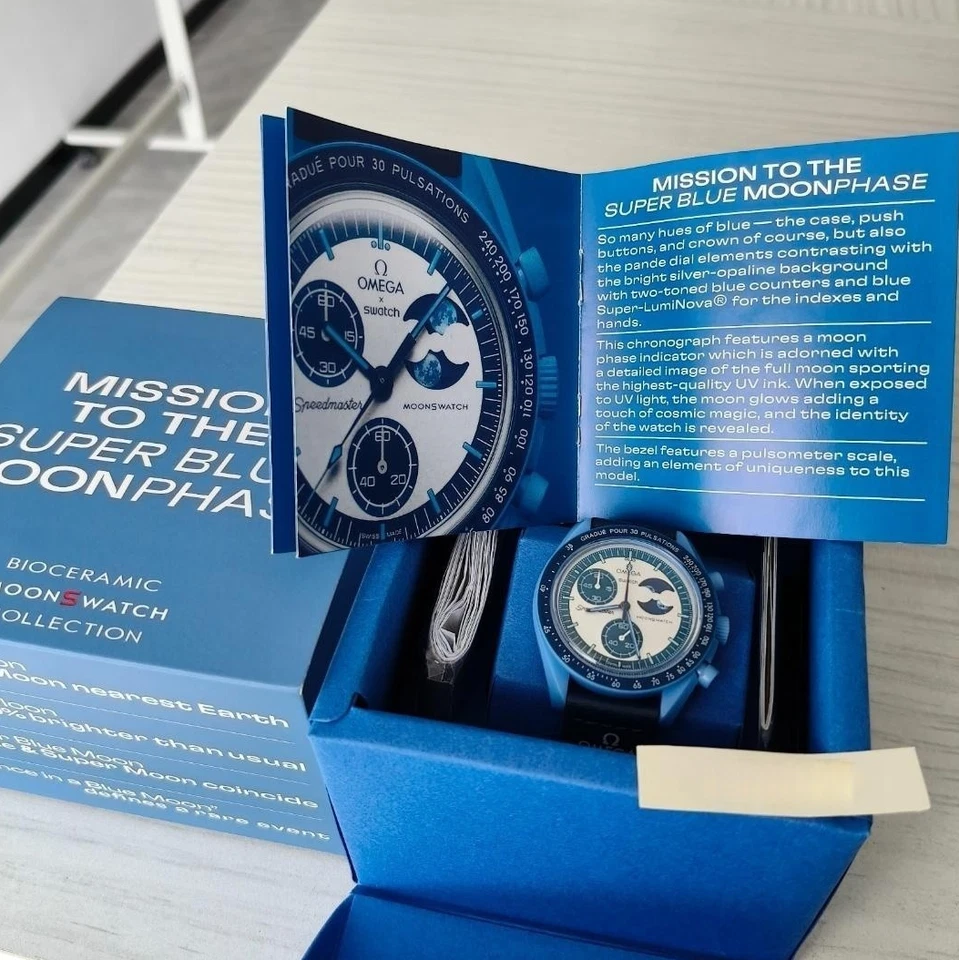 OMEGA x Swatch MoonSwatch Mission To BLUE MOON Watch -With Box - Image 4 of 4