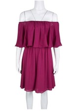 Alice + Olivia Silk Off Shoulder Purple Tired Mini Dress Sz S Party Wedding