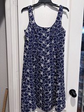 NINE WEST DRESS SIZE 10 Navy Blue Embroidery Floral Sleeveless Dress 3398