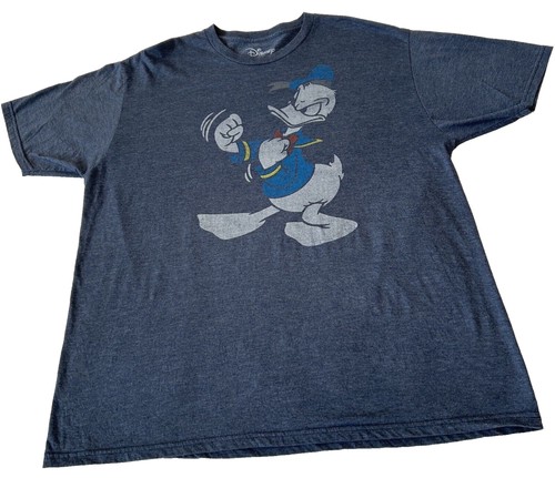 Donald Duck Disney Adult T-Shirt Gray XXL Super Mad Jumping Donald Cotton Blend