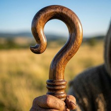72" Shepherd&rsquo;s Crook Handcrafted Rosewood Crosier Detachable Walking Staff 6ft
