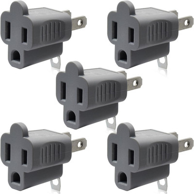 2 to 3 Prong Outlet Adapter, 3 to 2 Prong Converter - Polarized Grounding Plug A