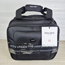 Delsey Paris Optimax Under-Seater Carry-On Bag Black Travel Tote 9 Pockets New 