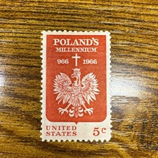 Scott # 1313 Poland s Millennium Eagle and Cross MNH 5c 1966 Unused Single Stamp
