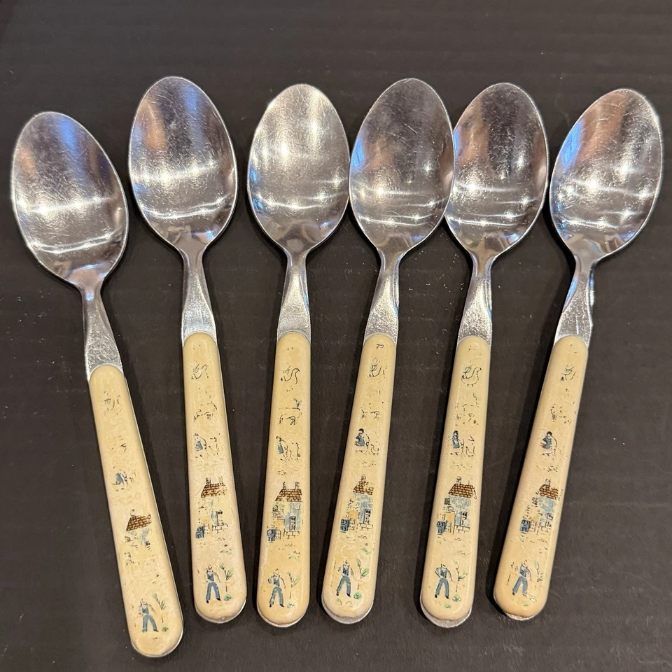 Cuchillo cuchara tenedor de desvanecimiento manijas de plástico cubiertos de granja Heartland de colección 31 piezas Foto 4 de 4