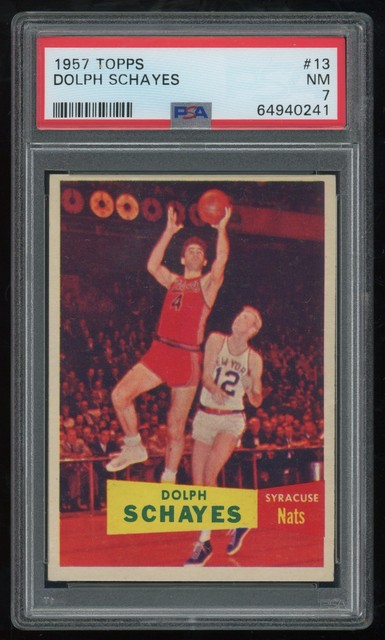 1957-58 Topps Dolph Schayes Rookie #13 PSA 7 - Syracuse Nationals - HOF RC