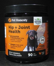 Pet Honesty Hip  Joint Dog Supplement Soft Chews W/Tumeric 90 Count Exp 05/2026