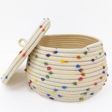 Small Rope Basket with Lid10x6 Small Round Woven Storage Basket with lid for ...