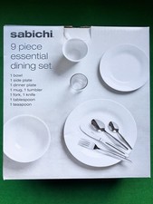 9 Piece Essential Plain White Dining Set For Students