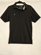 Travis Mathew Men's Small Polo Chive Golf Black Short-Sleeve Shirt Pima Cotton
