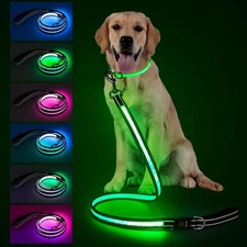 4 Ft LED Dog Leash, Light Up & Lighted Dog Leash, 7 Lighting Modes, Glow in The 