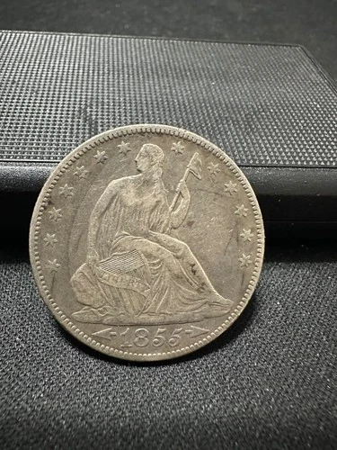 1855/4 Seated Liberty Half Dollar VF Thirty --- light rim bump