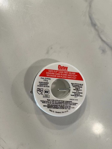 Oatey Safe Flo Silver Lead Free Plumbing Solder, 4 Oz.