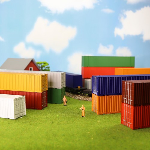 9pcs Different Colored HO Scale 1:87 48ft Blank Shipping Container 48' Cargo Box - Picture 6 of 9