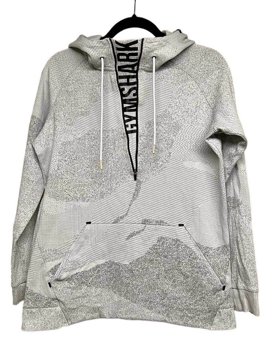 Gymshark 1/2 Zip Hoodie Ultra Jacquard Camo Grey/White Pullover Men's Small  Rare