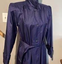 Womens Trench Rain Jacket Belted Purple Navy Weather Wise By Micki! Size 5/6 Sm